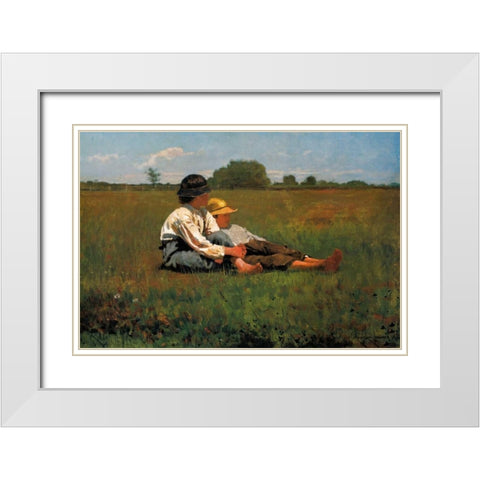 Boys In A Pasture White Modern Wood Framed Art Print with Double Matting by Homer, Winslow