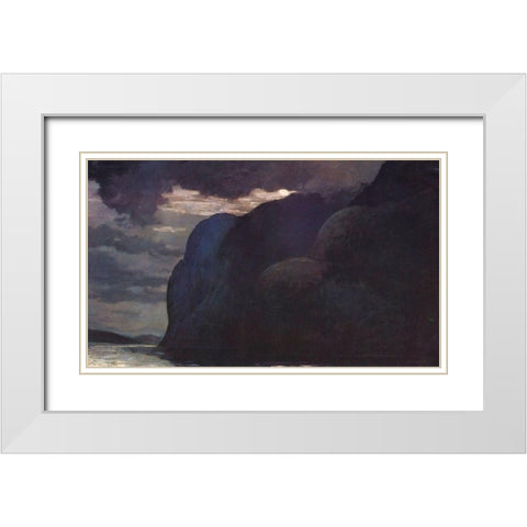 Cape Trinity Saguenay River Moonlight White Modern Wood Framed Art Print with Double Matting by Homer, Winslow