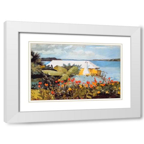 Flower Garden And Bungalow Bermuda White Modern Wood Framed Art Print with Double Matting by Homer, Winslow