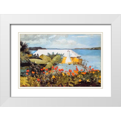 Flower Garden And Bungalow Bermuda White Modern Wood Framed Art Print with Double Matting by Homer, Winslow