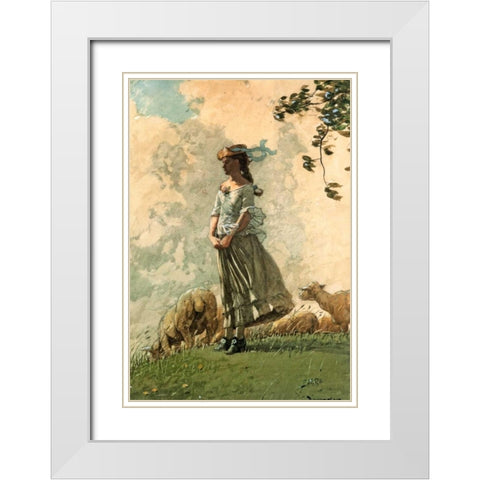 Fresh Air White Modern Wood Framed Art Print with Double Matting by Homer, Winslow