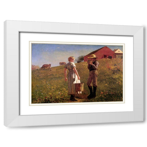 Gloucester Farm White Modern Wood Framed Art Print with Double Matting by Homer, Winslow