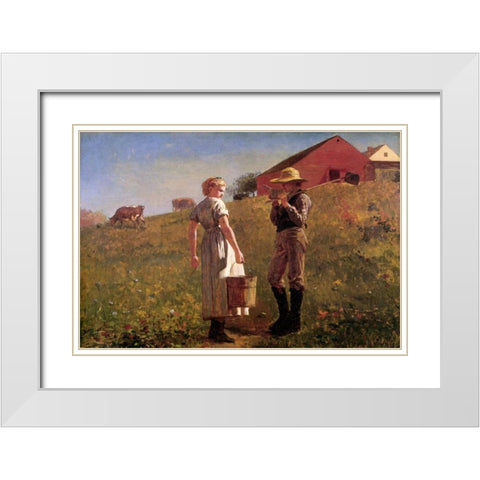 Gloucester Farm White Modern Wood Framed Art Print with Double Matting by Homer, Winslow