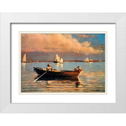Glouchester Harbor White Modern Wood Framed Art Print with Double Matting by Homer, Winslow