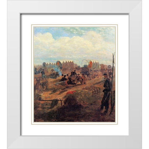 Halt Of A Wagon Train White Modern Wood Framed Art Print with Double Matting by Homer, Winslow