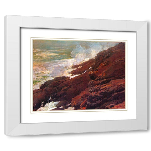 High Cliff Coast Of Maine White Modern Wood Framed Art Print with Double Matting by Homer, Winslow