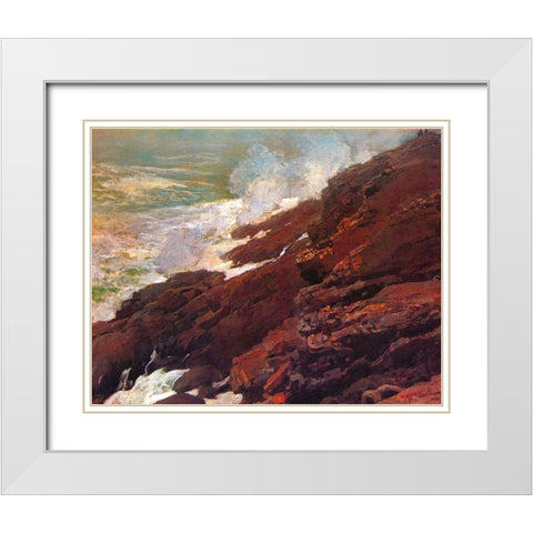 High Cliff Coast Of Maine White Modern Wood Framed Art Print with Double Matting by Homer, Winslow