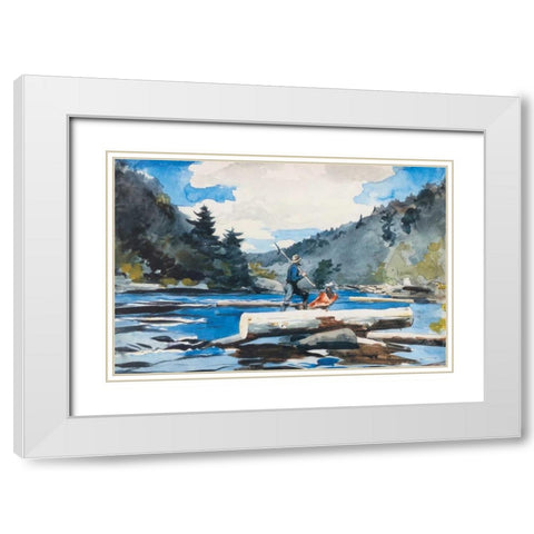 Hudson River Logging White Modern Wood Framed Art Print with Double Matting by Homer, Winslow