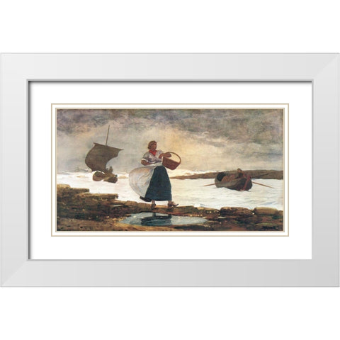 Inside The Bar Tynemouth White Modern Wood Framed Art Print with Double Matting by Homer, Winslow