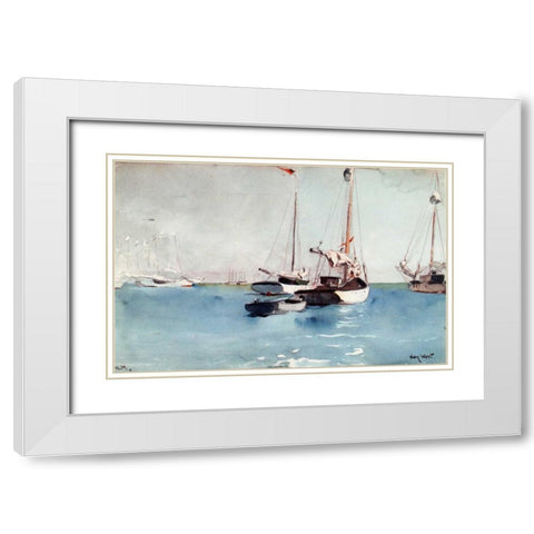 Key West White Modern Wood Framed Art Print with Double Matting by Homer, Winslow