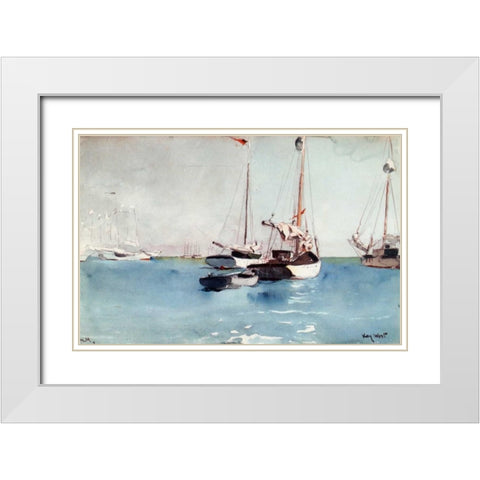 Key West White Modern Wood Framed Art Print with Double Matting by Homer, Winslow