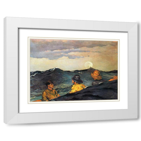 Kissing The Moon White Modern Wood Framed Art Print with Double Matting by Homer, Winslow