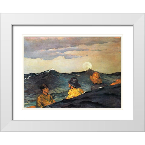 Kissing The Moon White Modern Wood Framed Art Print with Double Matting by Homer, Winslow