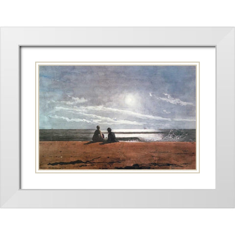Moonlight 1874 White Modern Wood Framed Art Print with Double Matting by Homer, Winslow
