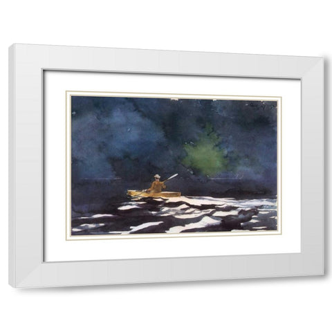 Paddling At Dusk White Modern Wood Framed Art Print with Double Matting by Homer, Winslow