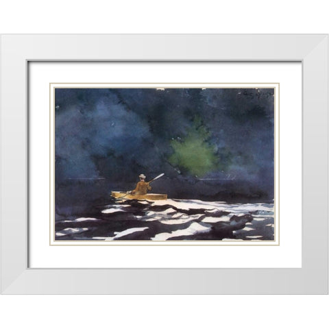 Paddling At Dusk White Modern Wood Framed Art Print with Double Matting by Homer, Winslow
