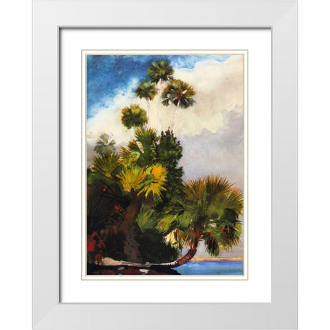 Palm Trees Florida White Modern Wood Framed Art Print with Double Matting by Homer, Winslow