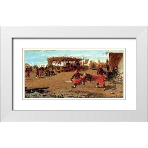 Pitching Quoits White Modern Wood Framed Art Print with Double Matting by Homer, Winslow