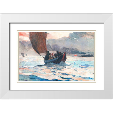 Returning Fishing Boats White Modern Wood Framed Art Print with Double Matting by Homer, Winslow