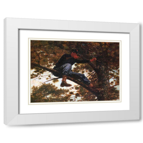 Sharpshooter White Modern Wood Framed Art Print with Double Matting by Homer, Winslow