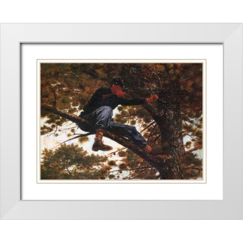 Sharpshooter White Modern Wood Framed Art Print with Double Matting by Homer, Winslow