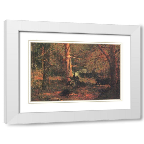 Skirmish In The Wilderness White Modern Wood Framed Art Print with Double Matting by Homer, Winslow
