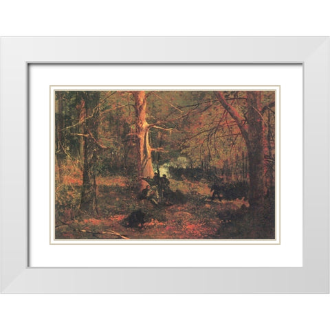 Skirmish In The Wilderness White Modern Wood Framed Art Print with Double Matting by Homer, Winslow