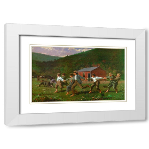 Snap The Whip White Modern Wood Framed Art Print with Double Matting by Homer, Winslow
