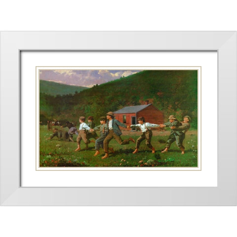 Snap The Whip White Modern Wood Framed Art Print with Double Matting by Homer, Winslow
