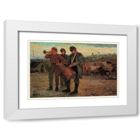 Sounding Reveille White Modern Wood Framed Art Print with Double Matting by Homer, Winslow