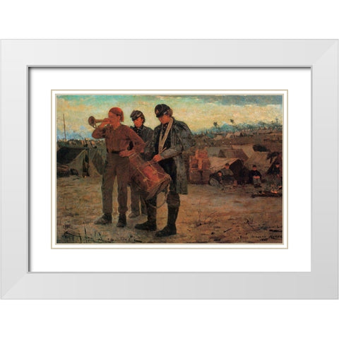 Sounding Reveille White Modern Wood Framed Art Print with Double Matting by Homer, Winslow