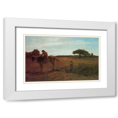 The Brush Harrow White Modern Wood Framed Art Print with Double Matting by Homer, Winslow