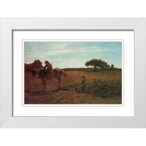 The Brush Harrow White Modern Wood Framed Art Print with Double Matting by Homer, Winslow