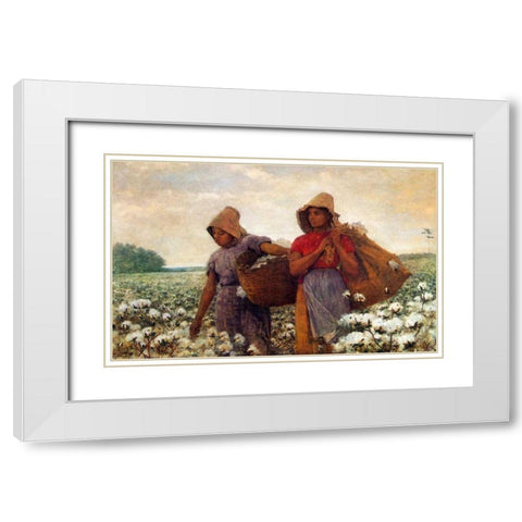 The Cotton Pickers White Modern Wood Framed Art Print with Double Matting by Homer, Winslow