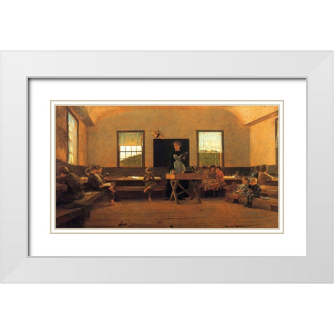 The Country School White Modern Wood Framed Art Print with Double Matting by Homer, Winslow