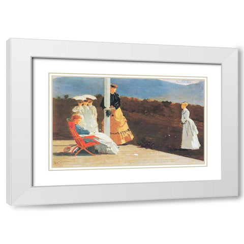 The Croquet Match White Modern Wood Framed Art Print with Double Matting by Homer, Winslow