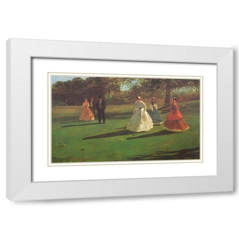 The Croquet Players White Modern Wood Framed Art Print with Double Matting by Homer, Winslow