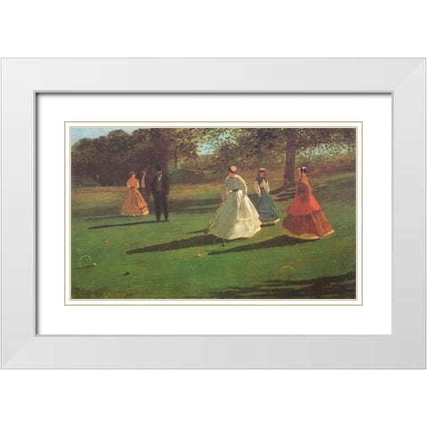 The Croquet Players White Modern Wood Framed Art Print with Double Matting by Homer, Winslow