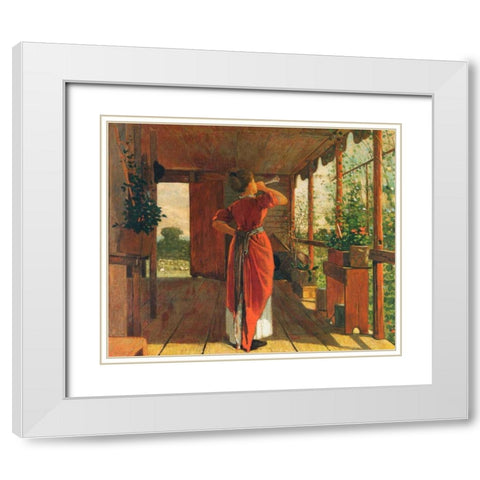 The Dinner Horn White Modern Wood Framed Art Print with Double Matting by Homer, Winslow