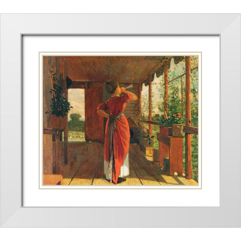 The Dinner Horn White Modern Wood Framed Art Print with Double Matting by Homer, Winslow