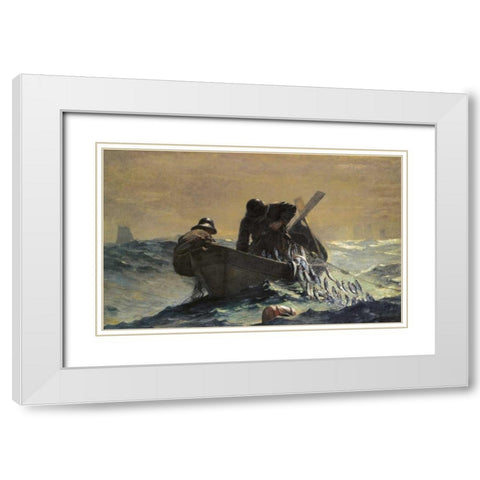 The Herring Net White Modern Wood Framed Art Print with Double Matting by Homer, Winslow