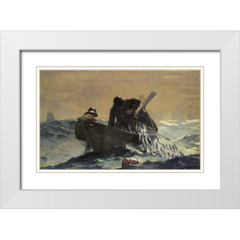 The Herring Net White Modern Wood Framed Art Print with Double Matting by Homer, Winslow