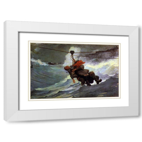 The Life Line White Modern Wood Framed Art Print with Double Matting by Homer, Winslow