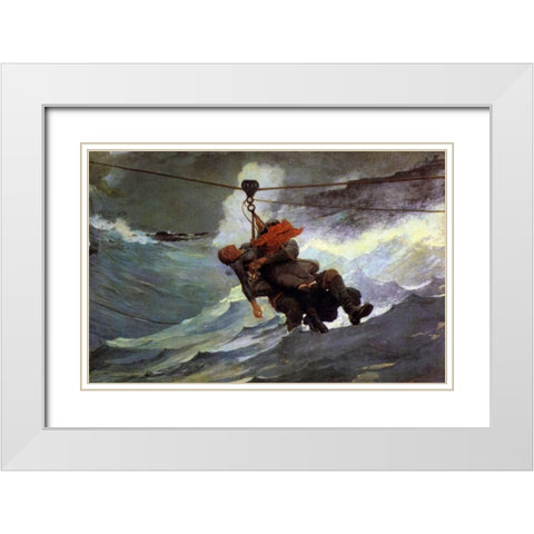 The Life Line White Modern Wood Framed Art Print with Double Matting by Homer, Winslow