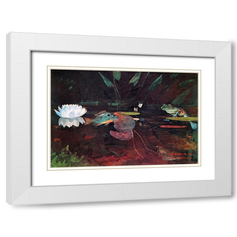 The Mink Pond White Modern Wood Framed Art Print with Double Matting by Homer, Winslow