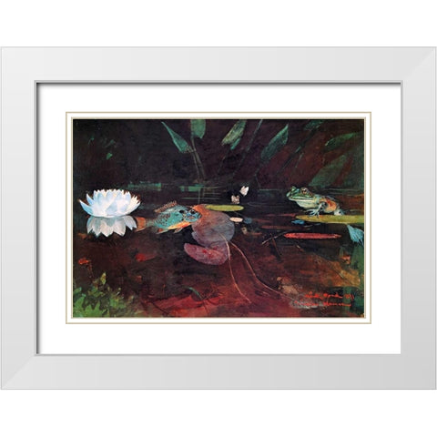 The Mink Pond White Modern Wood Framed Art Print with Double Matting by Homer, Winslow