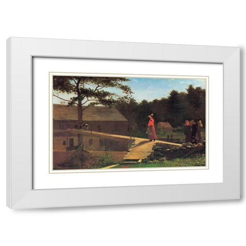 The Morning Bell White Modern Wood Framed Art Print with Double Matting by Homer, Winslow