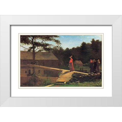 The Morning Bell White Modern Wood Framed Art Print with Double Matting by Homer, Winslow
