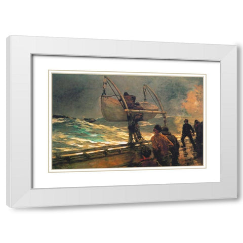 The Signal Of Distress White Modern Wood Framed Art Print with Double Matting by Homer, Winslow