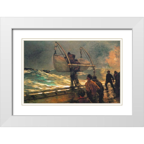 The Signal Of Distress White Modern Wood Framed Art Print with Double Matting by Homer, Winslow